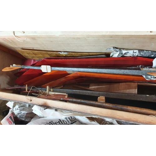 61 - Box full of hand made gliders (3) all 1m+ in length, all 3 in 2 parts comprising the main body & the... 