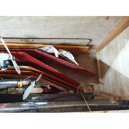 61 - Box full of hand made gliders (3) all 1m+ in length, all 3 in 2 parts comprising the main body & the... 