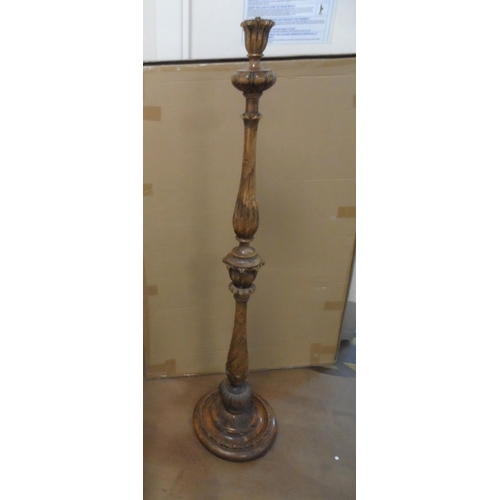 203 - Vintage turned wooden floor lamp, 140 cm high