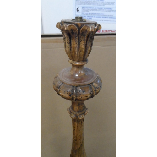 203 - Vintage turned wooden floor lamp, 140 cm high