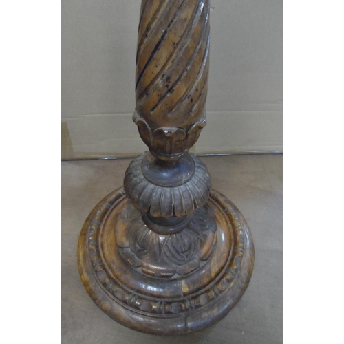203 - Vintage turned wooden floor lamp, 140 cm high