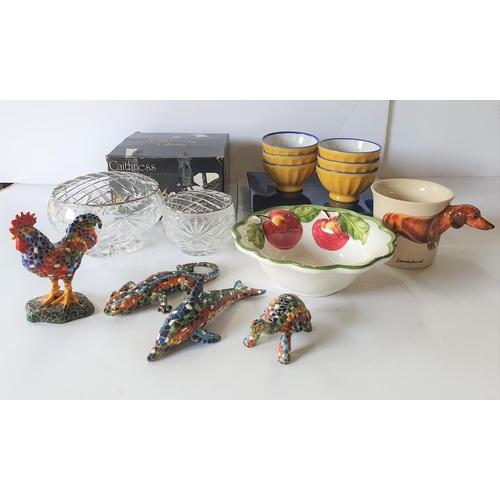 191 - Collection of ceramics and glass including pottery vases & Caithness cut glass bowls (Qty)