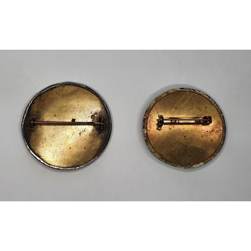 18 - Two Ruskin style Arts & Crafts brooches, one with a Pewter border (2)