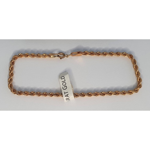 21 - Cased 9ct gold rope bracelet,

1.5 grams