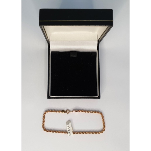 21 - Cased 9ct gold rope bracelet,

1.5 grams