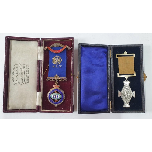 41 - Edwardian silver cased Masonic medal together with an early 20thC cased 