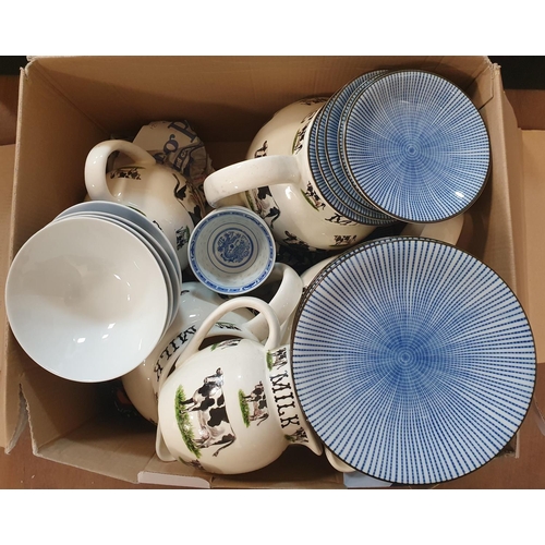 201 - Three boxes of antique ceramics including B&W etc (Qty)