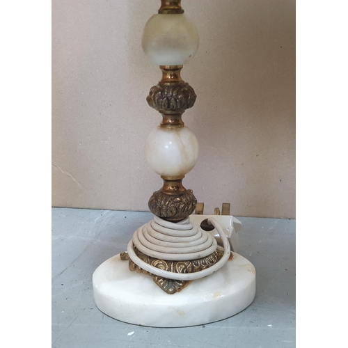 225 - Six table lamps with shades, including a lustred pair and an onyx example, (6)