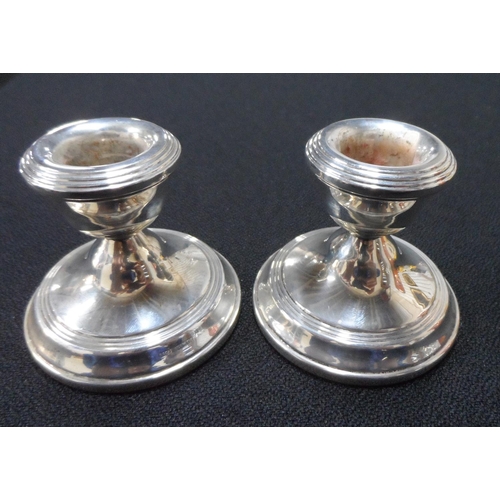 5 - Pair of silver dwarf candlesticks with weighted bases, Birmingham 1970