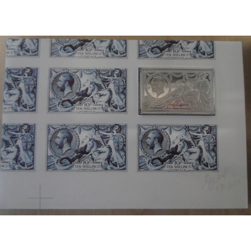 13 - Royal Mail sterling silver ingot stamp replica collection including Edward VII penny & pound, George... 