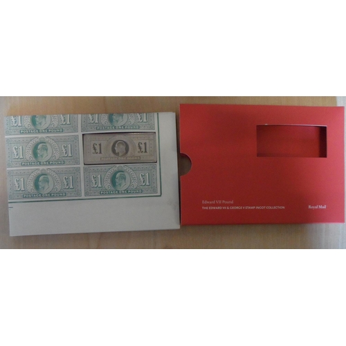 13 - Royal Mail sterling silver ingot stamp replica collection including Edward VII penny & pound, George... 