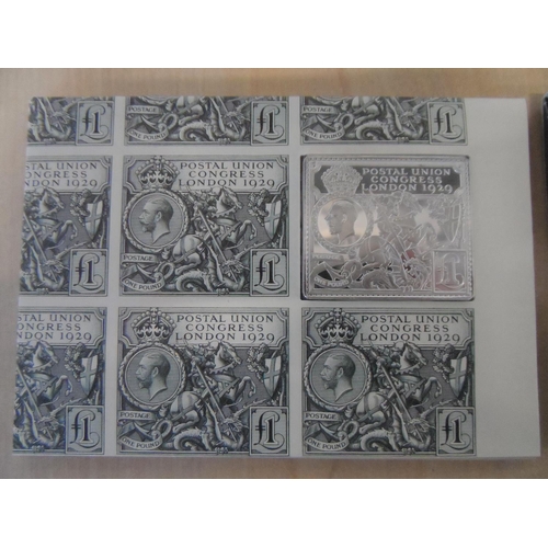 13 - Royal Mail sterling silver ingot stamp replica collection including Edward VII penny & pound, George... 