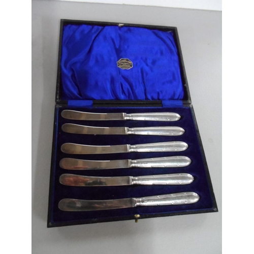 30 - Cased set of 1905 Fattorini, Sheffield silver handled butter knives