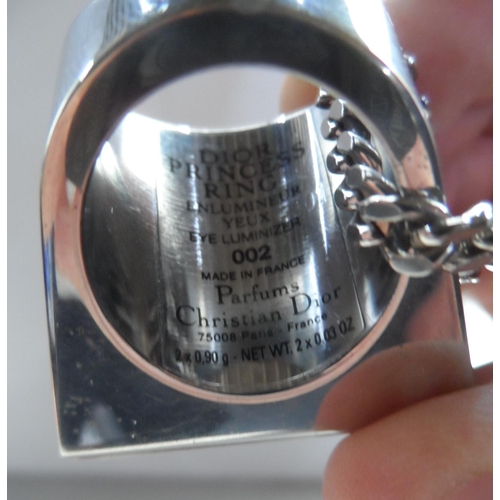 54 - Christian Dior miniature re-fillable perfume bottle  together with a Christian Dior compact ring (2)