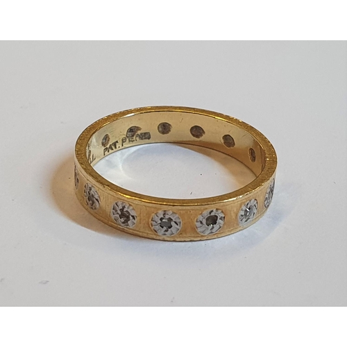 56 - 18ct yellow gold 14 diamond eternity ring,

Total gross weight is 3.7 grams,      Ring size is N