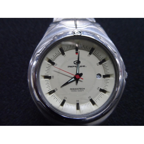 70 - Gents RIPCURL Ocean Tech 100m, classic surf wrist watch with stainless steel strap