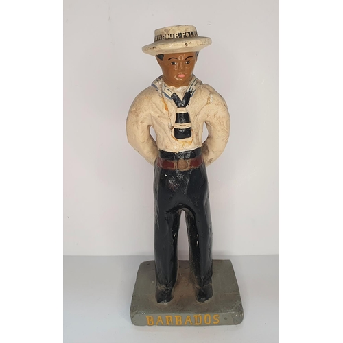 95 - Early 20thC Barbados ceramic figure of a Barbados harbour police figure (a/f),

22 cm tall