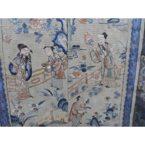 112 - Fine quality, vintage Chinese embroidery, framed