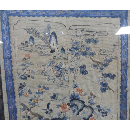 112 - Fine quality, vintage Chinese embroidery, framed