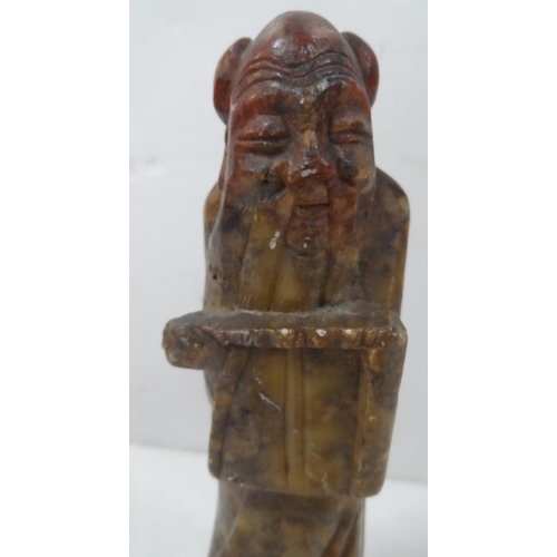 113 - Small hardstone carving of a Chinese elder, 16 cm tall