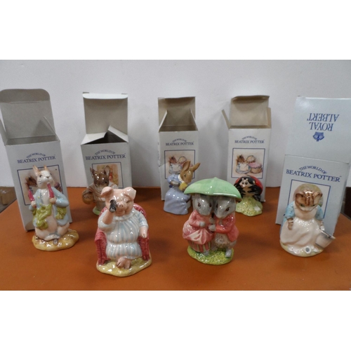 299 - Boxed collection of 7 Royal Albert, Beatrice Potter figurines (7)