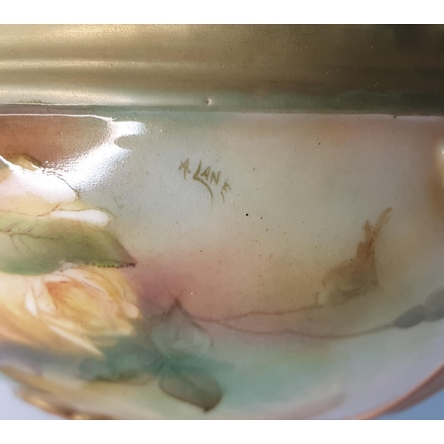 300 - A Royal Worcester blush ivory ground porcelain centre piece in the form of a central bowl on a taper... 