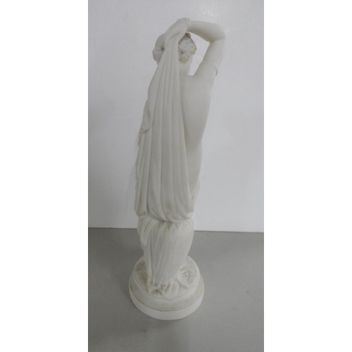 262 - Unmarked Edwardian Parian figure of a Roman beauty,

36 cm tall