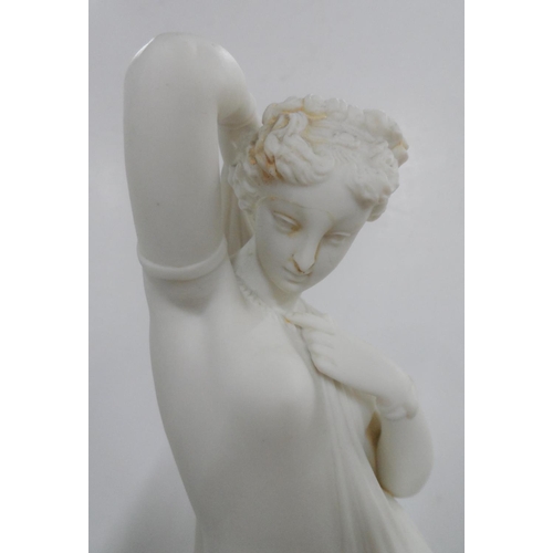 262 - Unmarked Edwardian Parian figure of a Roman beauty,

36 cm tall