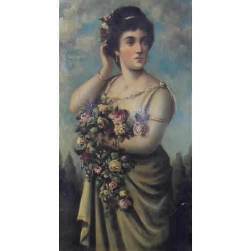 588 - Indistinctly signed oil on wood panel, portrait of a Victorian society lady, unframed,

48 x 26 cm