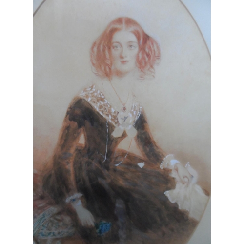 604 - Attributed to Alfred Edward CHALON (1780-1860) c1850 watercolour portrait of Miss Spalding, relation... 