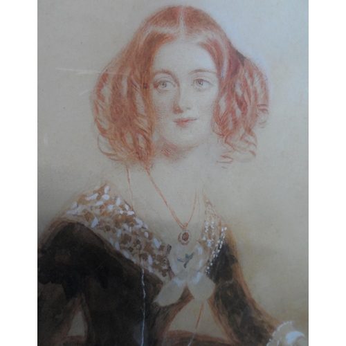 604 - Attributed to Alfred Edward CHALON (1780-1860) c1850 watercolour portrait of Miss Spalding, relation... 