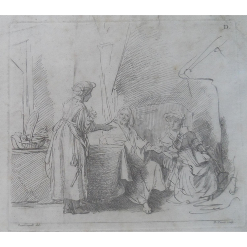 625 - Small antique Bernard PICART (1673-1733) etching after Rembrandt, signed to plate, framed,

The etch... 