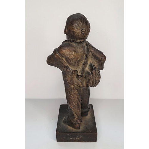 100 - Small, antique German/Austrian bronze of a young boy,

18 cm tall