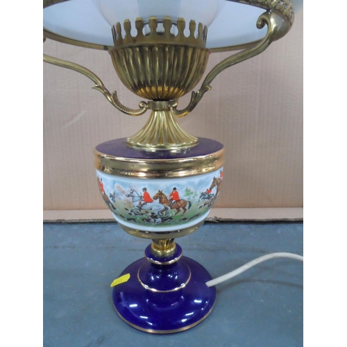 419 - Fine quality ceramic oil lamp converted to electric lamp