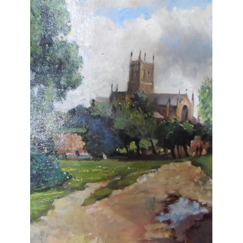 714 - Orme 1969 post impressionist oil on canvas, painting depicting a country church scene, signed & date... 