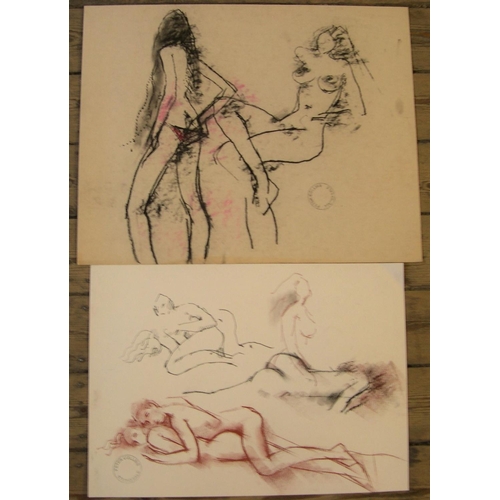 697 - 6 good quality, Peter COLLINS (1923-2001) chalks female nudes/figure studies, 

Approx average size ... 