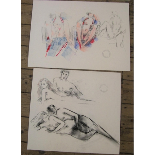 697 - 6 good quality, Peter COLLINS (1923-2001) chalks female nudes/figure studies, 

Approx average size ... 