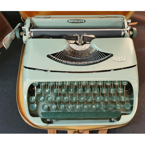 155 - Royalite portable typewriter in original case together with a vintage briefcase (2)