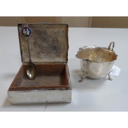 13 - Silver sugar bowl together with a silver cigarette box (2),

Marks rubbed