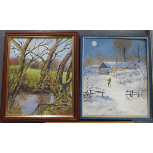 708 - Five, M Holland 1990s, oil on board landscape paintings, all framed (5)