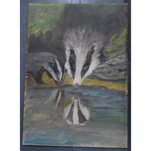 709 - Three, M Holland 1990s, oil on board animal paintings, two framed (3)