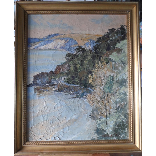 760 - R Hodgkinson, mid 20thC palette knife impressionist oil on canvas, 