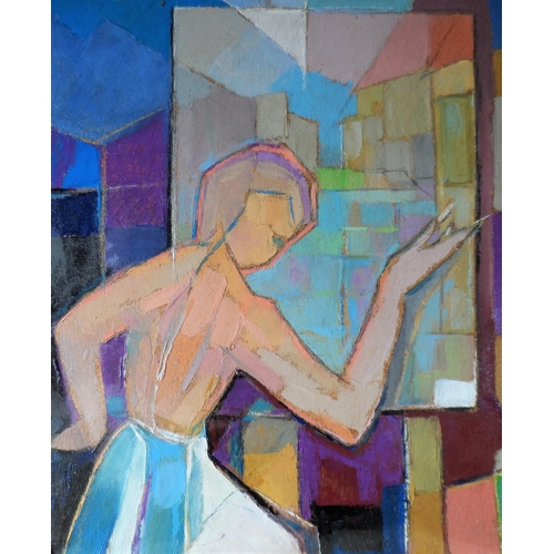 775 - J M LUCIE late 20thC cubist school oil on board, 