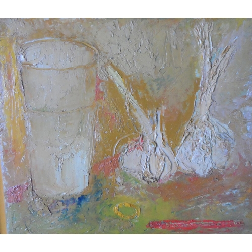 594 - Jean-Roger Lafitte (France 1922 - 2005) oil on board, modernist still-life, signed, wood surround,

... 