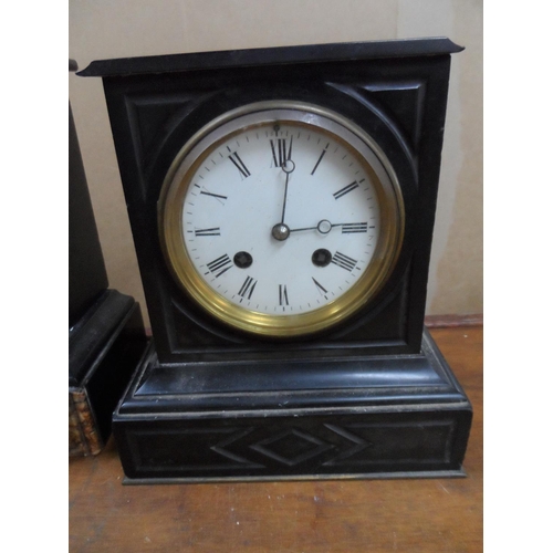 157 - 2 slate mantle clock