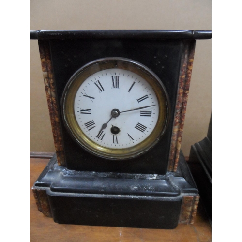 157 - 2 slate mantle clock