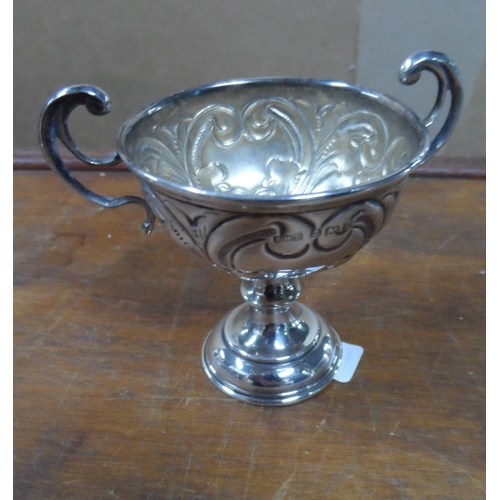 18 - Edwardian silver bud vase & small silver trophy (2)