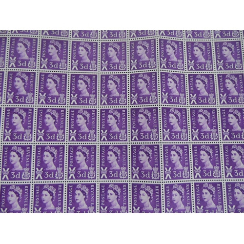 213 - QEII Scotland definitives, MU 1958 sheet & part sheet together with 1966 M U 4d sheets & part sheets... 