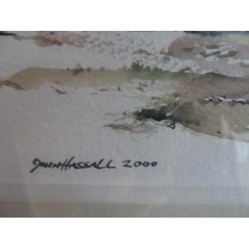 688 - Pair of John Hassall 2000 landscape watercolours in matching wood frames (2),

Both w/c's measure 15... 