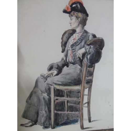 741 - Unsigned watercolour portrait of an Edwardian lady in original frame,

The w/c measures 27 x 21 cm